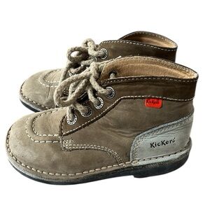 Kickers | Kick Hi Lace-Up Leather Ankle Boots | Tan/Beige | Size EU 27 (US 10.5)